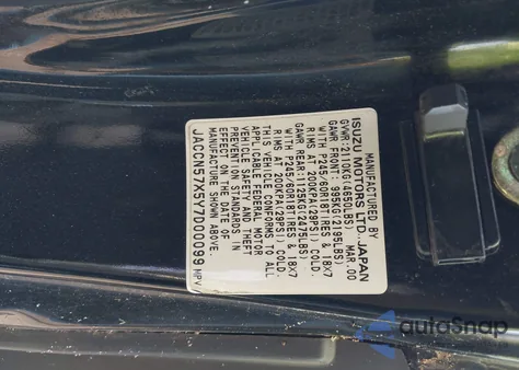 2000 Isuzu Vehicross из США, поврежденный, VIN JACCN57X5Y7D00099